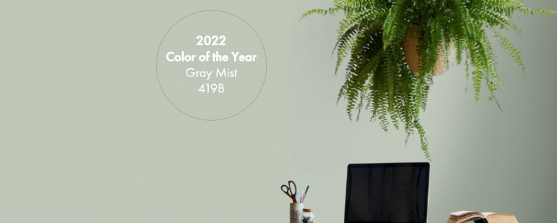 Популярные цвета  2022 Color Trend, Pratt & Lambert опубликовал цвет года. Цвет года Серый туман 419B-0